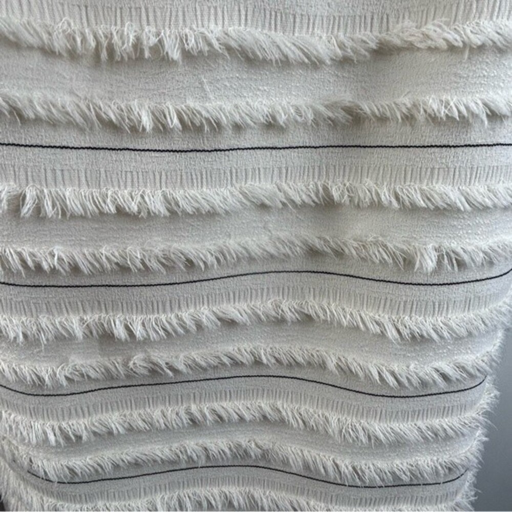 Maeve by Anthropologie Quinn fringe tank Size 14 White Pinstripes Summer - Picture 6 of 10
